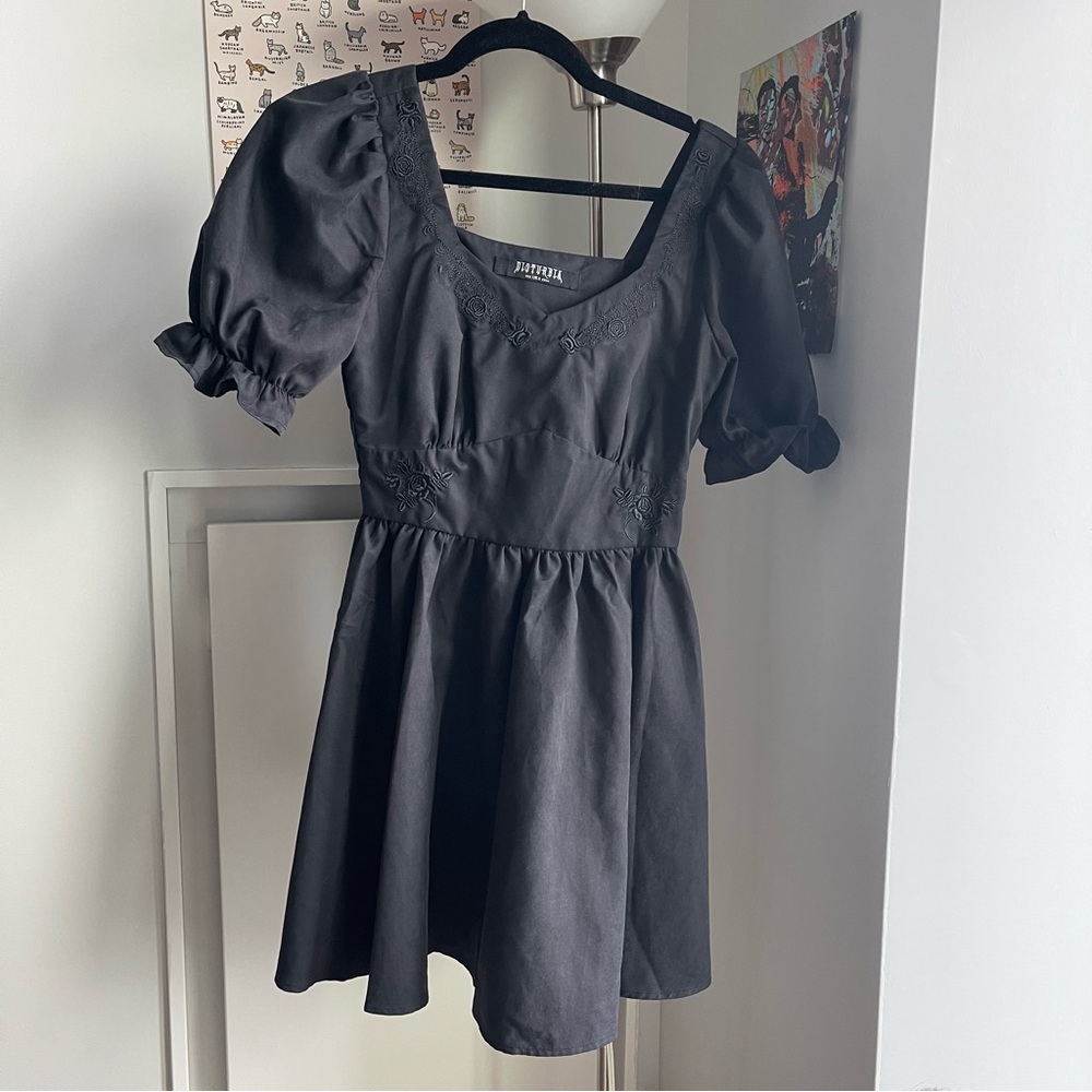 Disturbia black dress puff sleeves